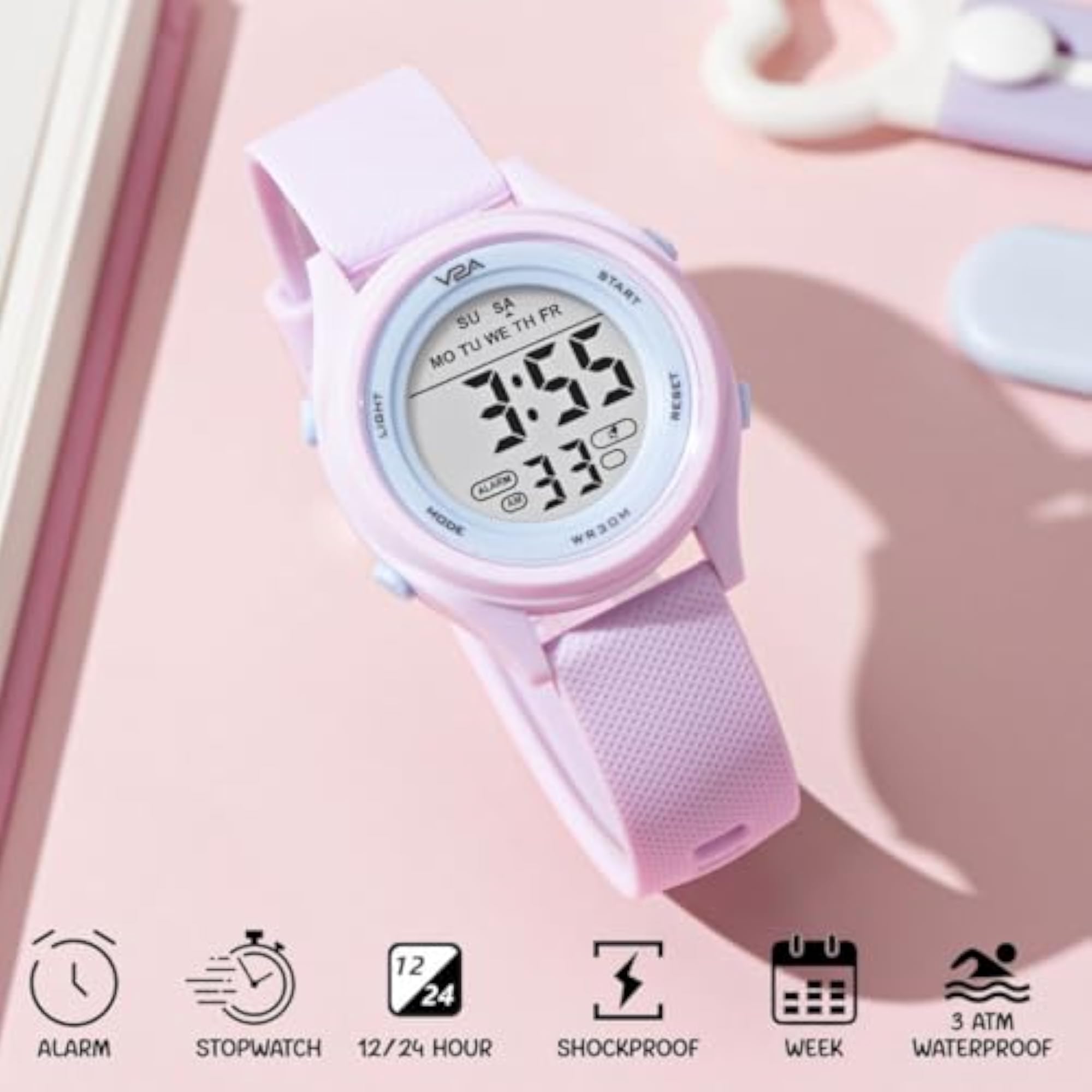Girls Digital Watch TimeMaster Series, Pink Waterproof